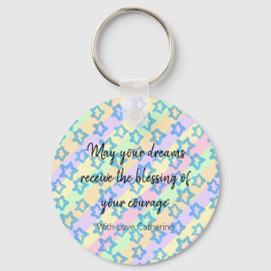 Personalized Dream with Courage Quote Girl Keychain