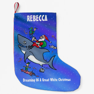 Personalized Dreaming of Great White Xmas Small Christmas Stocking