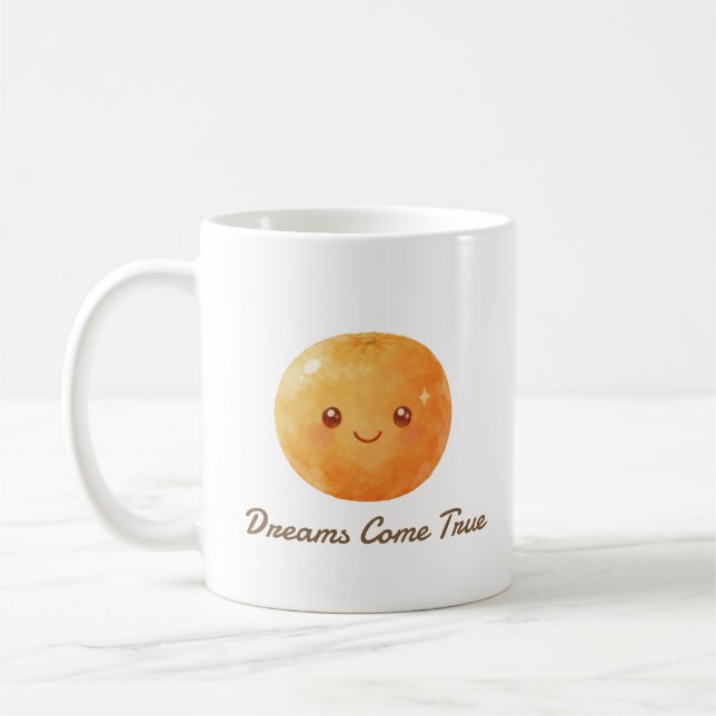 Personalized Dreams Come True Orange Pattern Coffee Mug (Left)
