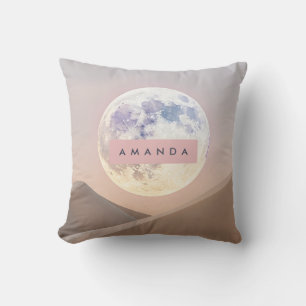 Personalized Dreamy Full Moon Over Desert Throw Pillow