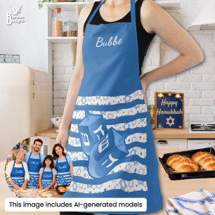 Personalized Dreidel Hanukkah Bubbe Grandma Apron