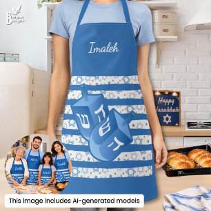 Personalized Dreidel Stripes Hanukkah IMALEH Mom Apron