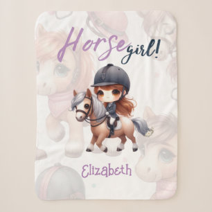 Personalized Dressage Rider Horse Girl  Sherpa Blanket