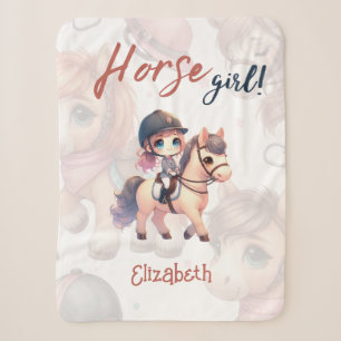 Personalized Dressage Rider Horse Girl  Sherpa Blanket