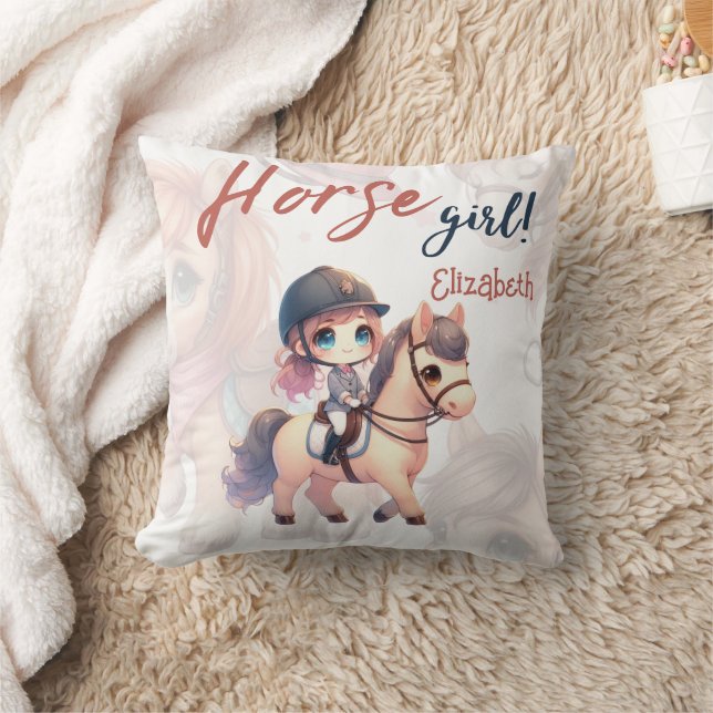 Personalized Dressage Rider Horse Girl  Throw Pillow (Blanket)