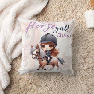 Personalized Dressage Rider Horse Girl Throw Pillow