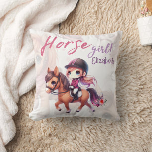 Personalized Dressage Rider Horse Girl Throw Pillow