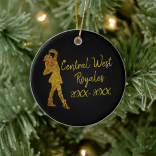 Personalized Drill Team   Black and Gold Ceramic Ornament