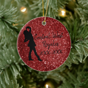Personalized Drill Team   Red and Black Ceramic Ornament