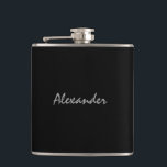 Personalized drink flask | elegant gift for men<br><div class="desc">Personalized drink flask with elegant script text. Customizable black background colour. Cute gift idea for manly men. Personalize it with a name or monogram initials. Alcohol / Drinking present that you can customize.</div>