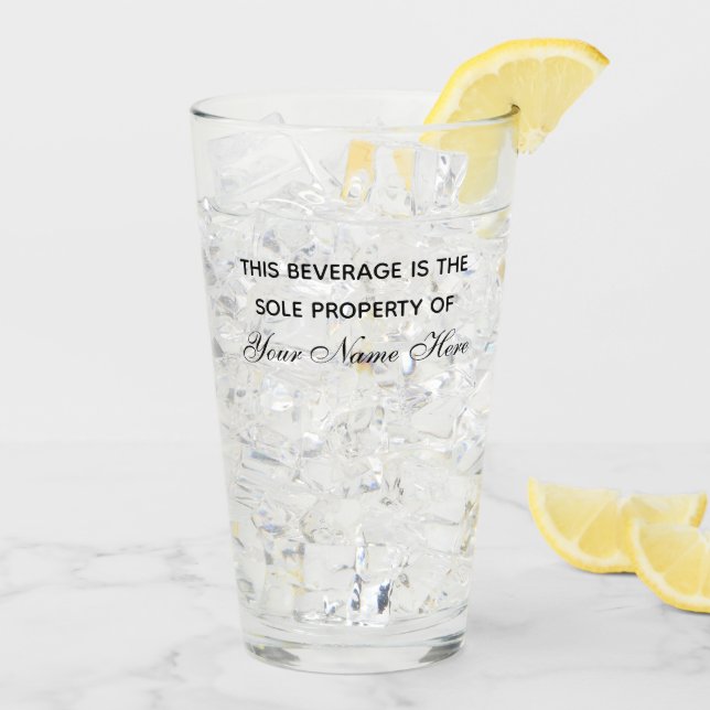 Personalized drink glass with funny refill line (Back Ice)