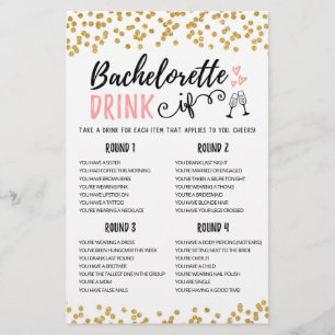 Personalized DRINK IF Bachelorette, Hen Party game