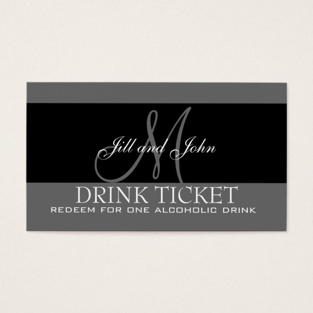 Personalized Drink Ticket for Wedding Reception (Front)