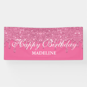 Personalized Dripping Glitter Birthday Banner
