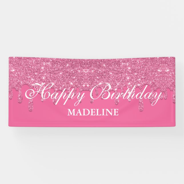 Personalized Dripping Glitter Birthday Banner (Horizontal)