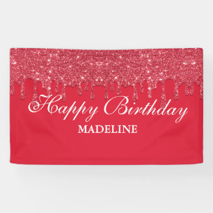 Personalized Dripping Glitter Birthday Banner