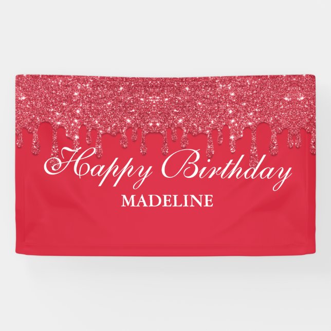 Personalized Dripping Glitter Birthday Banner (Horizontal)