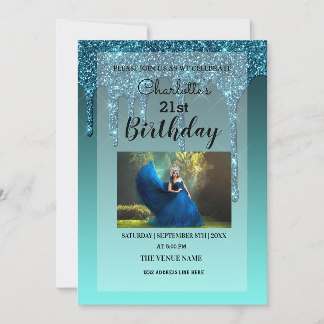 Personalized Dripping Glitter Invitation (Front)