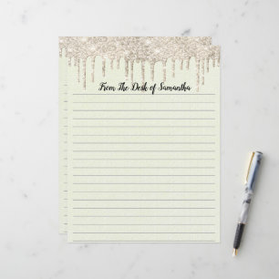 Personalized Dripping Glitter Lined Stationary