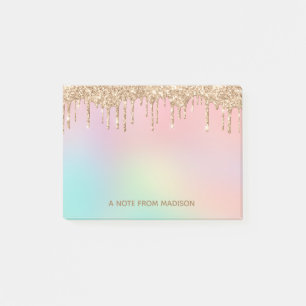 Personalized  Dripping Glitter Post-it Notes