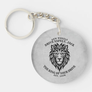 Personalized Drive Safely New Car Lion Keychain