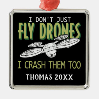 Personalized Drone Crash Multirotor Quadcopter Metal Ornament