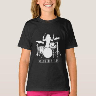 Personalized Drummer Girl Drums Drummer Gift T-Shirt