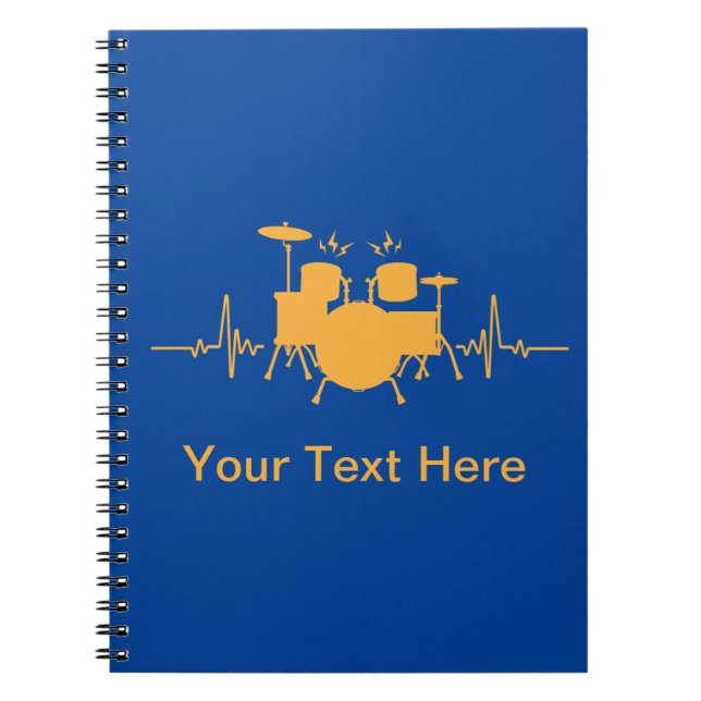 Personalized Drums Heartbeat - Funny drummer Notebook (Front)