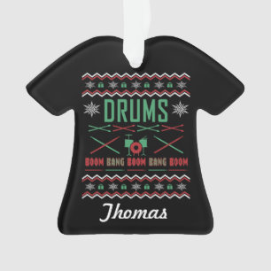Personalized Drums Ugly Christmas Sweater Ornament