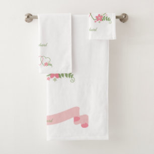 Personalized Dual Hearts Newlywed Bath Towel Set