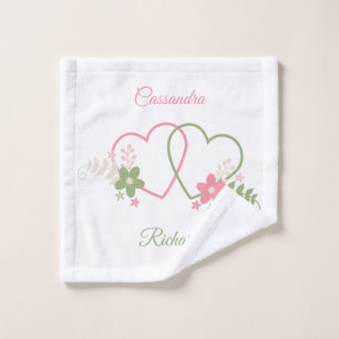 Personalized Dual Hearts Newlywed Bath Towel Set