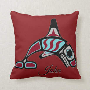 Personalized dual killer whale throw pillow