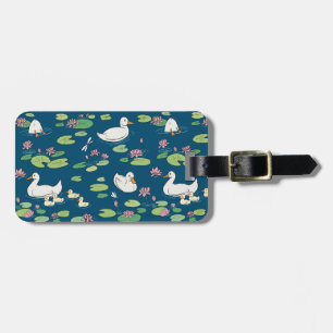Personalized Duck Waterlily Navy Blue Luggage Tag