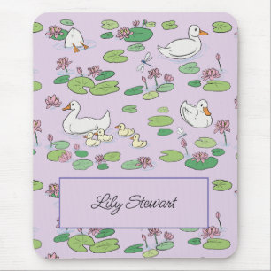 Personalized Ducks & Waterlily Lavender Mousepad