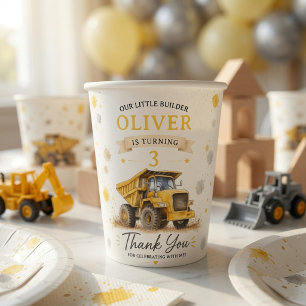 Personalized Dump Truck Birthday Paper Cups