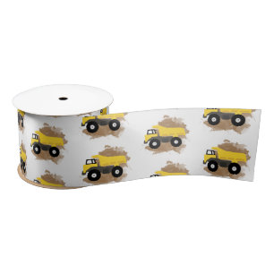 Personalized Dump Truck Construction Mud  Satin Ribbon