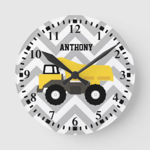 Personalized Dump Truck Construction Trucks Round Clock