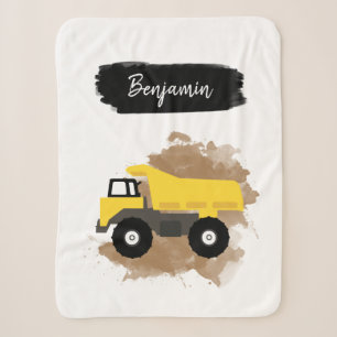Personalized Dump Truck Construction Vehicle Mud Sherpa Blanket