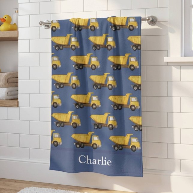 Personalized Dump Truck Kids Bath Towel (Creator Uploaded)