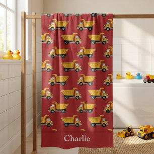 Personalized Dump Truck Kids Bath Towel