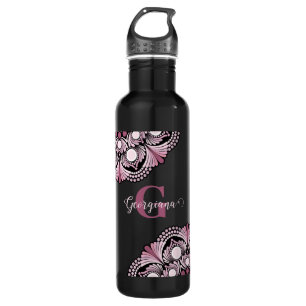 Personalized Dusky Rose Boho Floral Dot Mandala 710 Ml Water Bottle