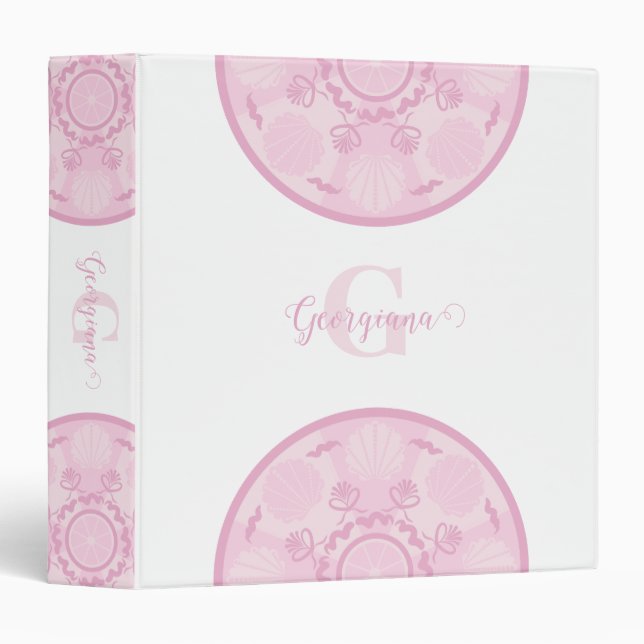 Personalized Dusky Rose Grand Millennial Mandala Binder (Front/Spine)