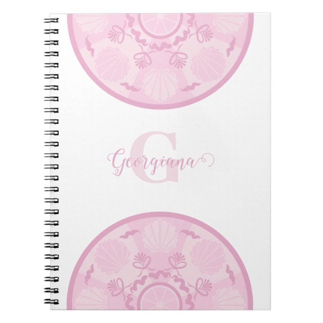 Personalized Dusky Rose Grand Millennial Mandala Notebook (Front)