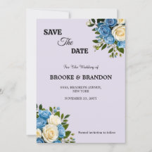 Personalized Dusty Blue and Ivory Floral 