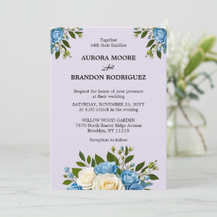 Personalized Dusty Blue and Ivory Floral Wedding I Invitation