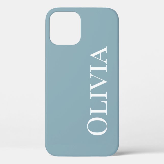 Personalized Dusty Blue Modern Typography Case-Mate iPhone Case (Back)