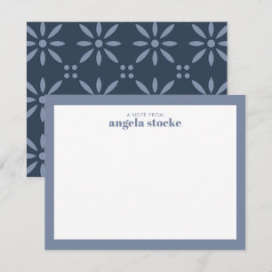 Personalized Dusty Blue Retro Flower Card