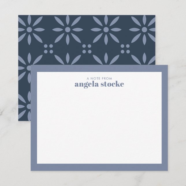 Personalized Dusty Blue Retro Flower Card (Front/Back)