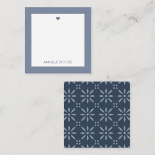 Personalized Dusty Blue Retro Flower Card