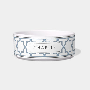 Personalized Dusty Blue & White Star Pattern Bowl